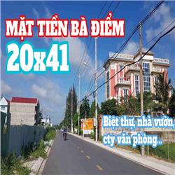 VUÔNG ĐẸP MẶT TIỀN BÀ ĐIỂM ĐƯỜNG 20M (LG 30m) DT LÝ TƯỞNG 